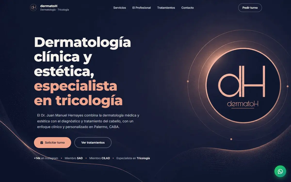 Portada del sitio de dermatoH