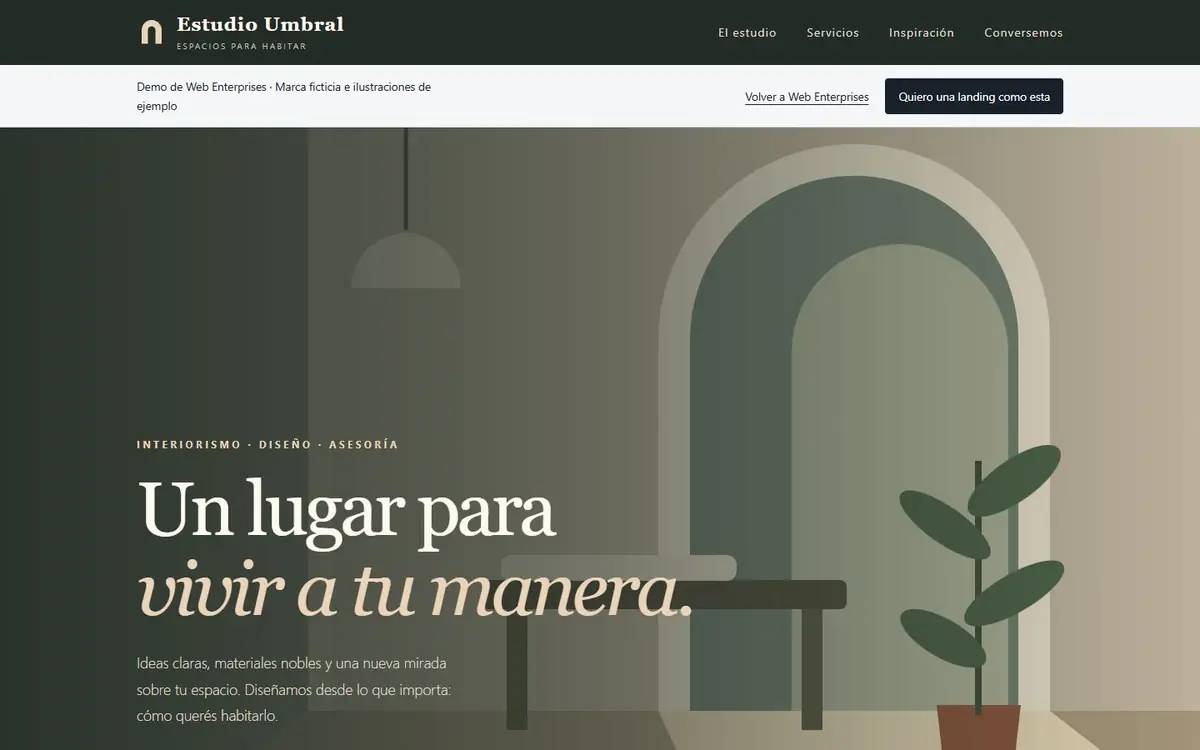Landing de la marca ficticia Estudio Umbral